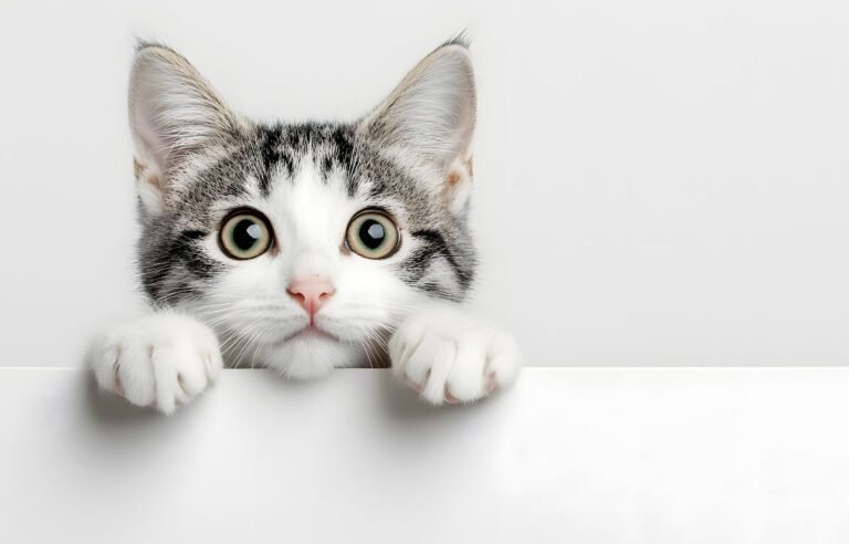 Mačka gleda direktno u kameru sa podignutim šapama, ilustracija pitanja da li mačke prepoznaju svoje ime – Da li mačke prepoznaju svoje ime