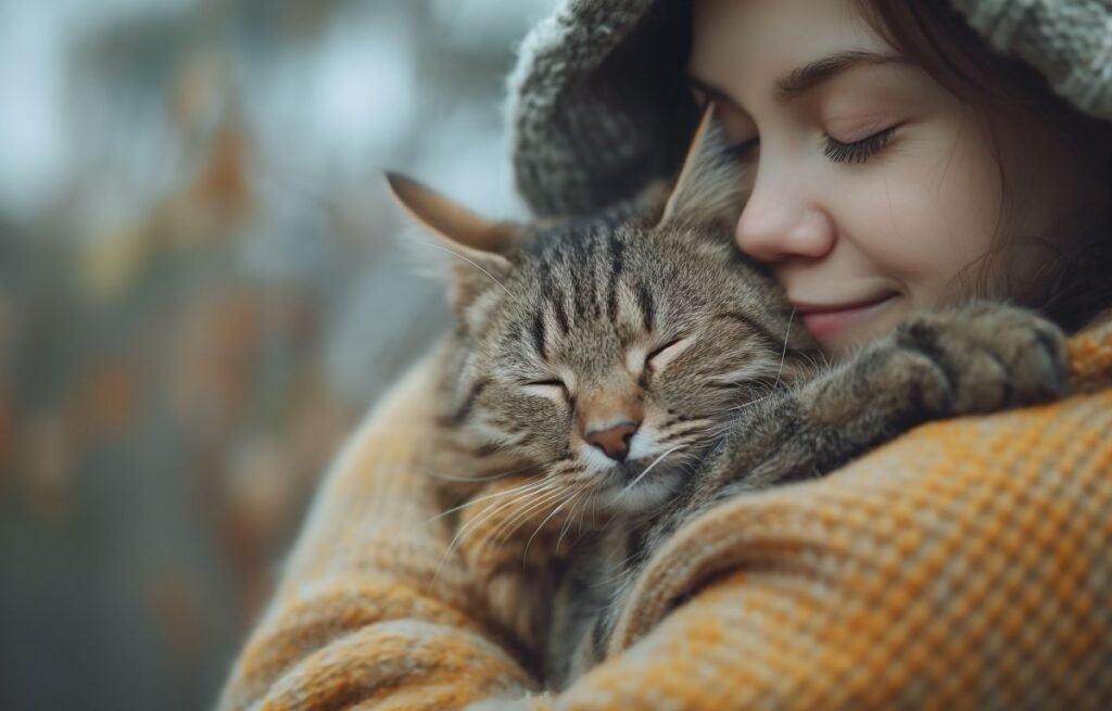 Mačka mirno spava u zagrljaju vlasnice i pokazuje poverenje i bliskost – Zašto vam mačke uvek prilaze