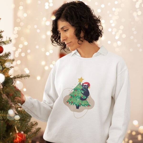 bela ženska dukserica crna mačka na jelci