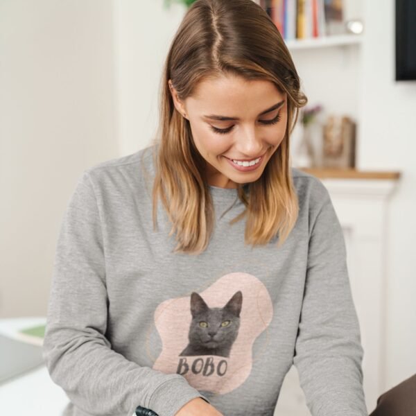 siva ženska personalizovana dukserica sa mačkom