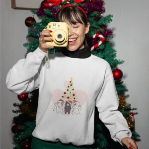 bela ženska dukserica tri mačke i jelka