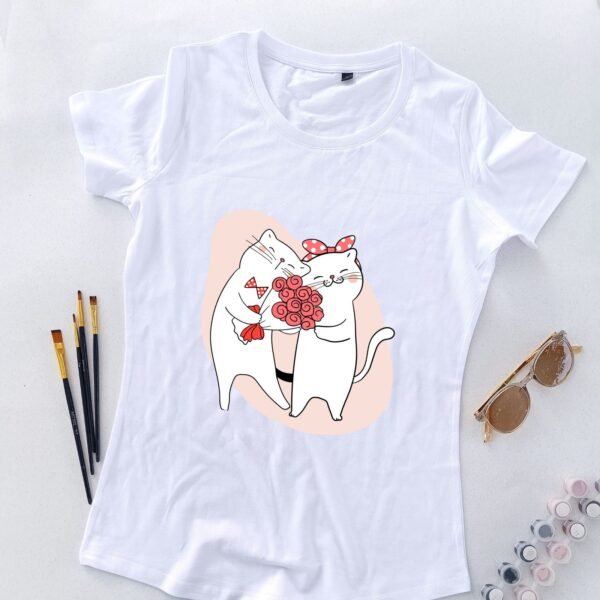 bela ženska majica zaljubljeni mjau par