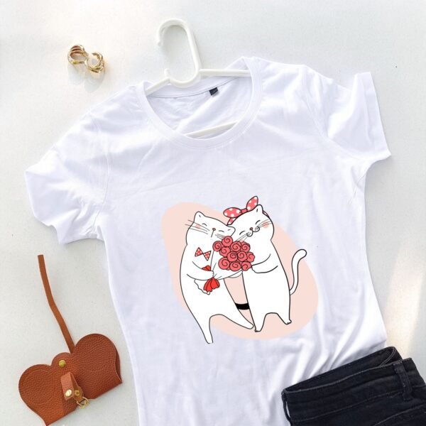 bela ženska majica zaljubljeni mjau par