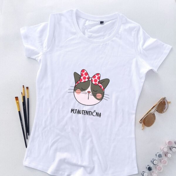 bela ženska majica mjautentična