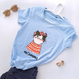 plava ženska majica mačkomanka