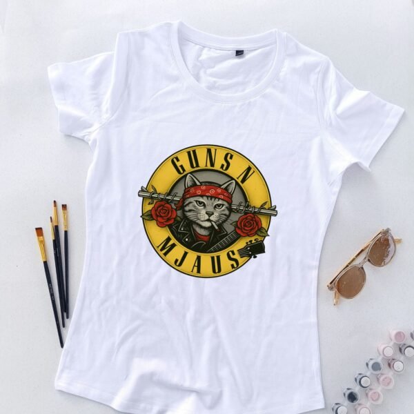 bela ženska majica guns n mjaus