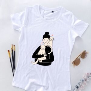 bela ženska majica mačkoljubav