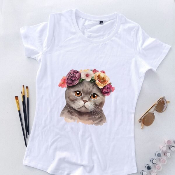 bela ženska majica mjau floresita