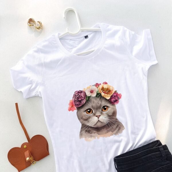 bela ženska majica mjau floresita