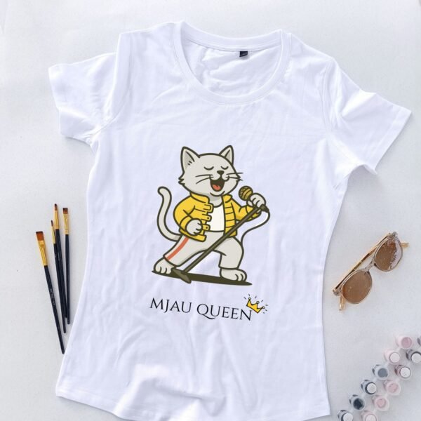 bela ženska majica mjau queen