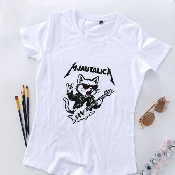 bela ženska majica mjautalica