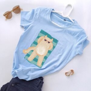 plava-ženska-majica-letnji-mjau