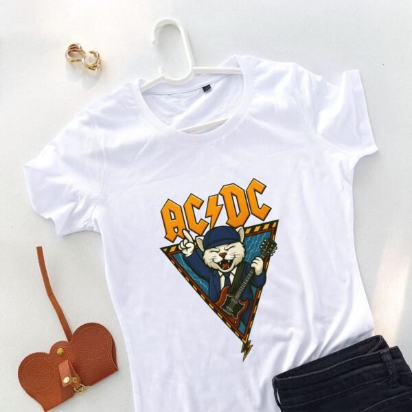 bela ženska majica ac-dc mjau