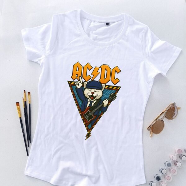 bela ženska majica ac-dc mjau