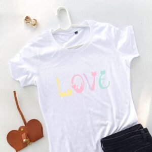 bela ženska majica love mjau