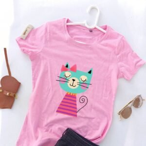 roze ženska majica maca spavalica