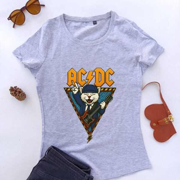 siva ženska majica ac-dc mjau