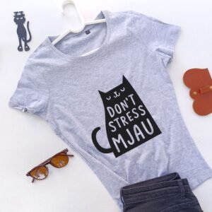 siva ženska majica dont stress mjau
