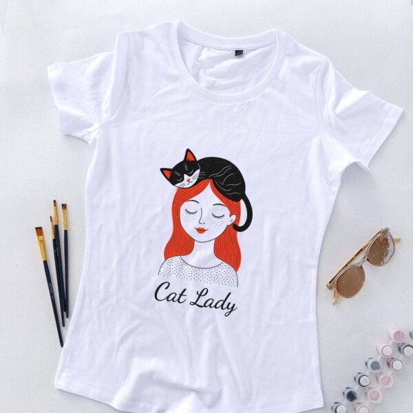 bela ženska majica mačka za smirenje