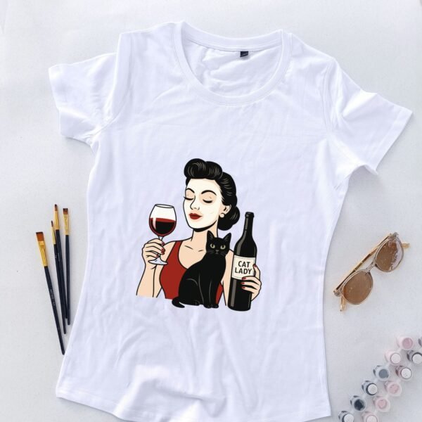 bela ženska majica vikend sa mačkom