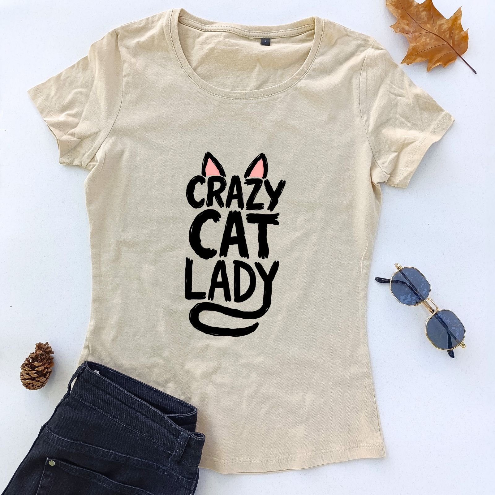 bež ženska majica crazy cat lady