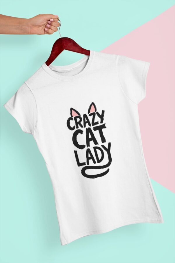 Majica Crazy Cat Lady bela boja