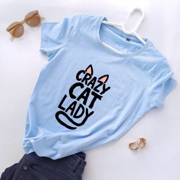 plava ženska majica crazy cat lady
