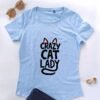plava ženska majica crazy cat lady