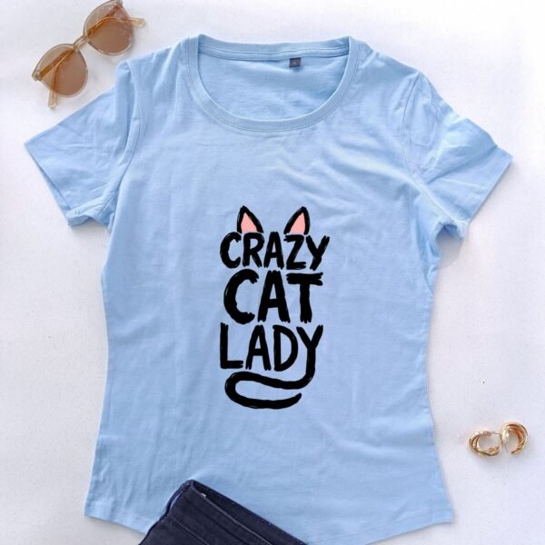 plava ženska majica crazy cat lady