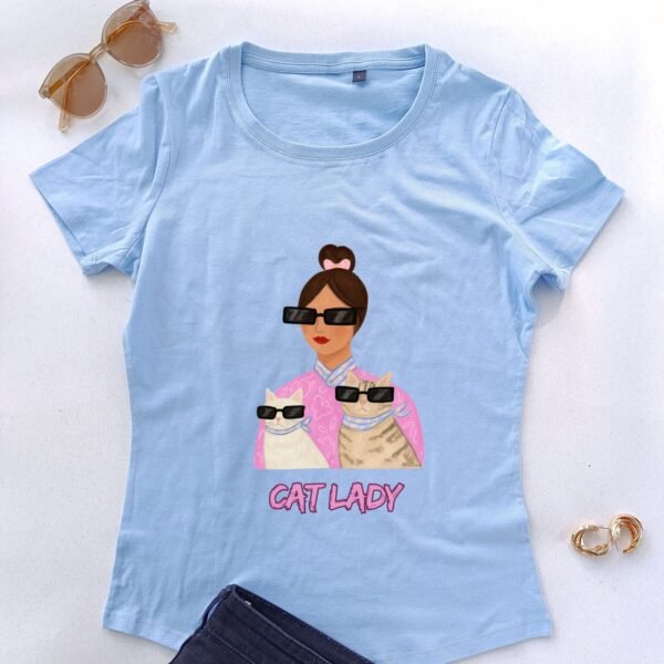 plava ženska majica mačke znaju trend