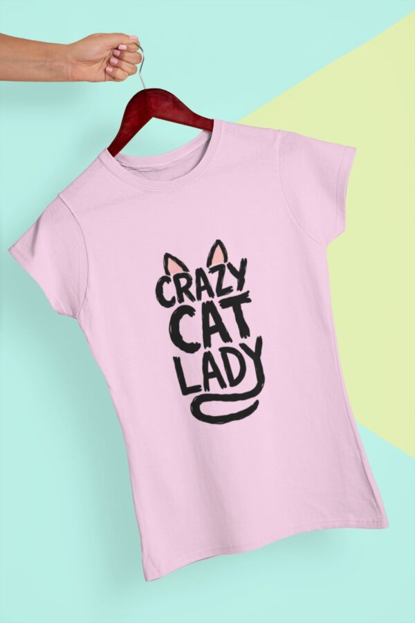 Majica Crazy Cat Lady roze boja