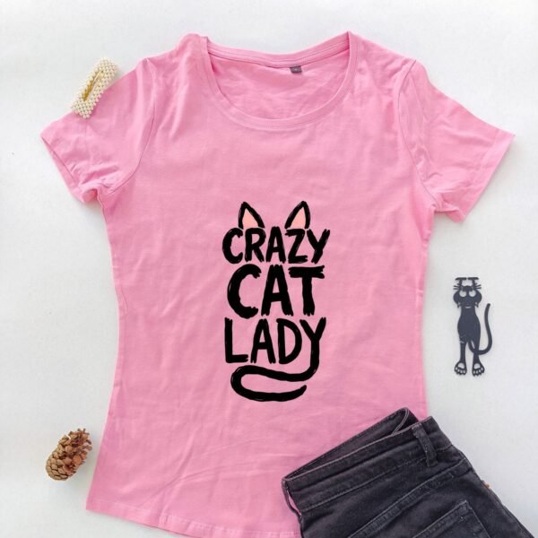 roze ženska majica crazy cat lady