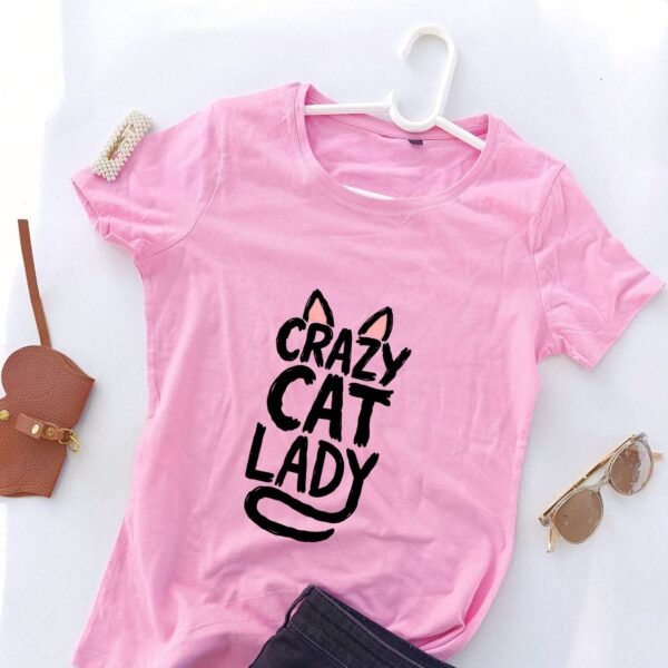 roze ženska majica crazy cat lady