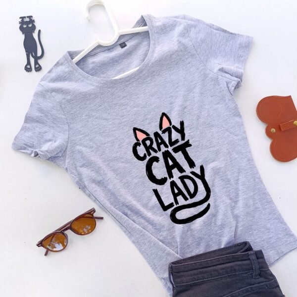 siva ženska majica crazy cat lady