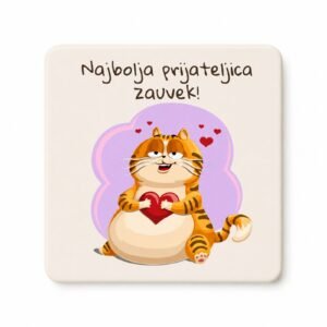 Magnet Najbolja prijateljica zauvek sa mačkom i srcem – predivan poklon za najbolju drugaricu