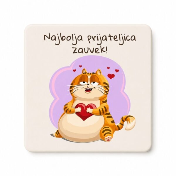 Magnet Najbolja prijateljica zauvek sa mačkom i srcem – predivan poklon za najbolju drugaricu