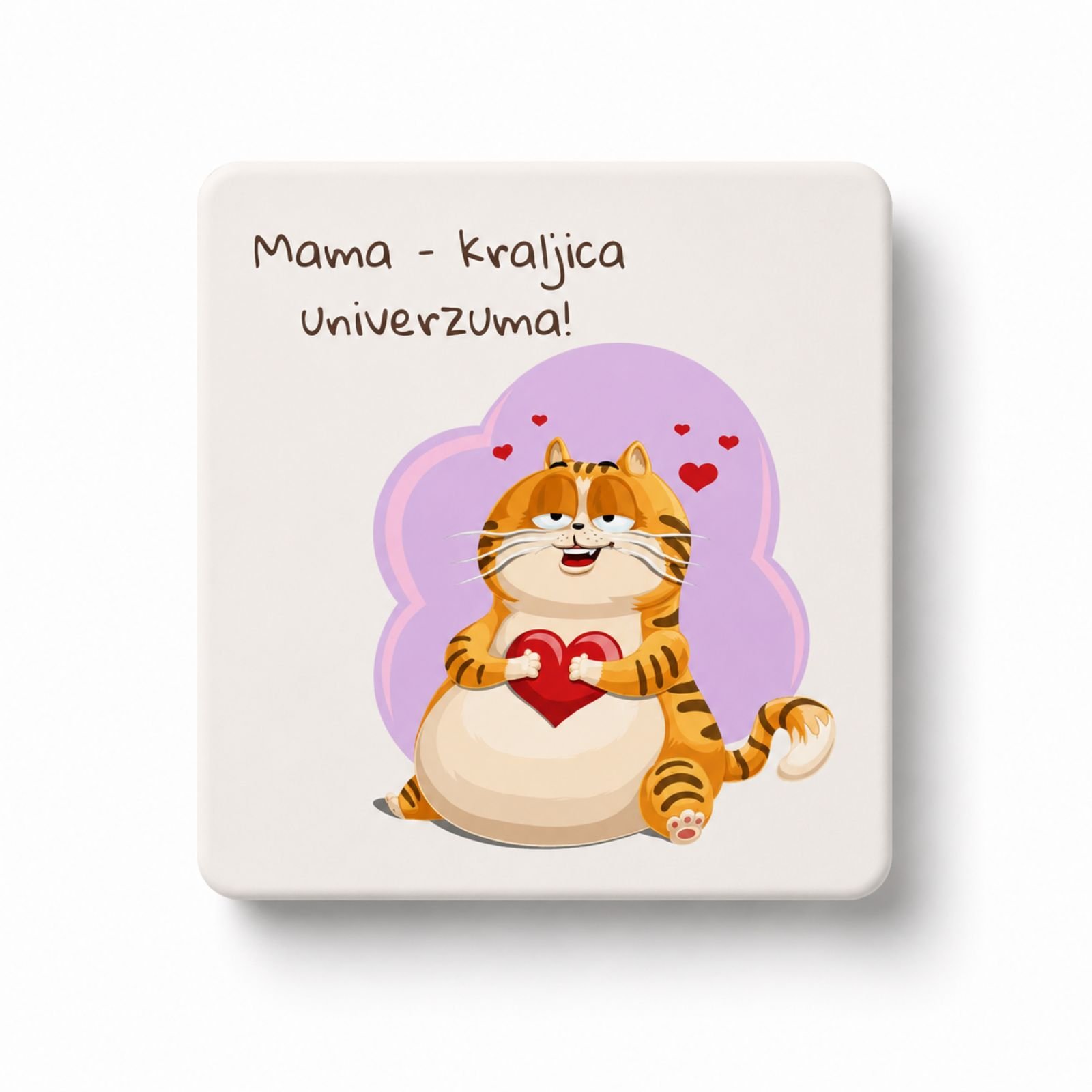 Magnet Mama kraljica univerzuma sa mačkom i srcem – originalan poklon za majku