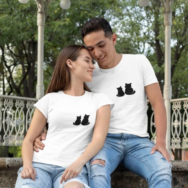 set za parove mjau forever, muška i ženska majica
