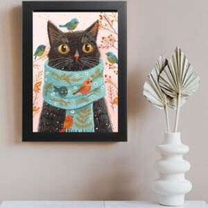 Poster u ramu Mačiji zimski prijatelj – Art dizajn za dekoraciju doma Macketinashop