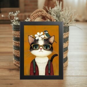 Poster u ramu Mačka i ptica – šarmantan poklon za ljubitelje mačaka