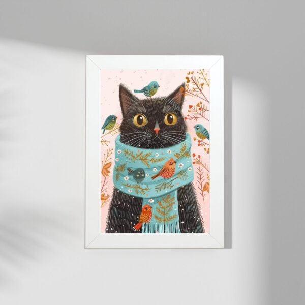 Poster u ramu Mačiji zimski prijatelj – moderna dekoracija u enterijeru