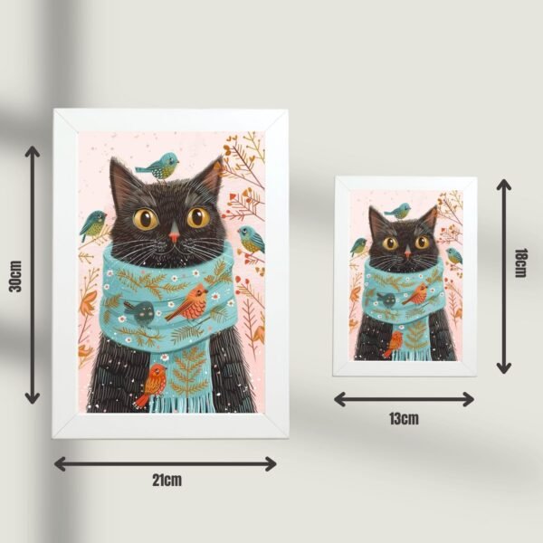 Poster u ramu Mačiji zimski prijatelj dimenzije 21x30 i 13x18 cm