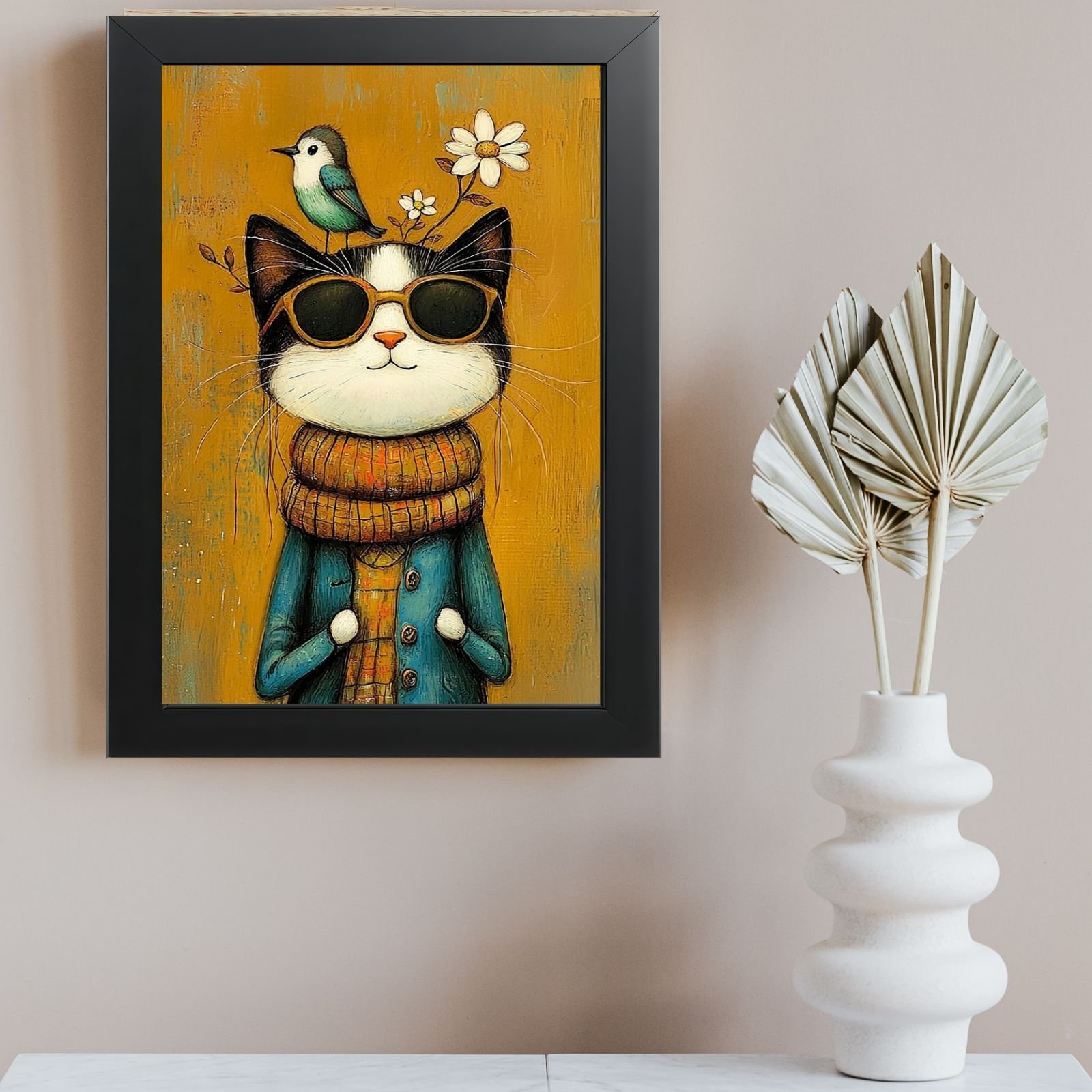 Poster u ramu Mačiji Hipster – Originalan poklon za mačkoljupce