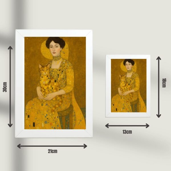 Dama sa mačkom art poster u dve dimenzije 30×21 cm i 18×13 cm