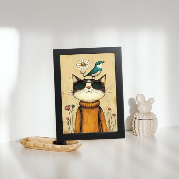 Mačak sa stilom – poster u ramu za uređenje doma