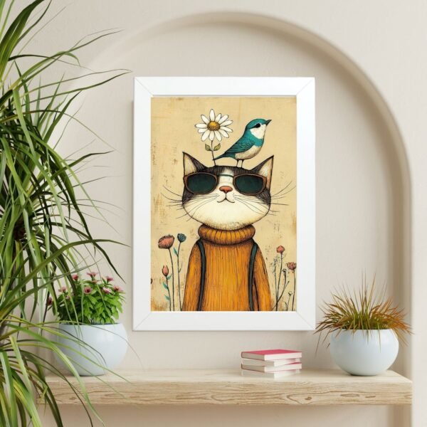 Mačak sa stilom poster u ramu – dekoracija za ljubitelje mačaka