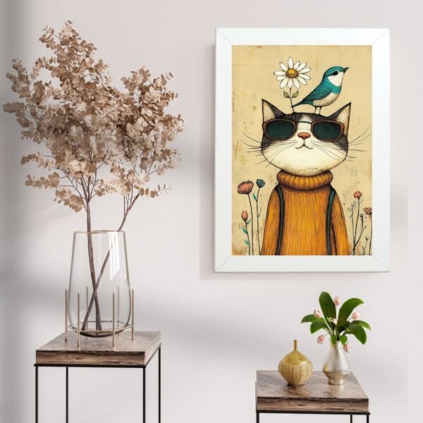 Poster sa mačkom u džemperu – unikatna zidna dekoracija