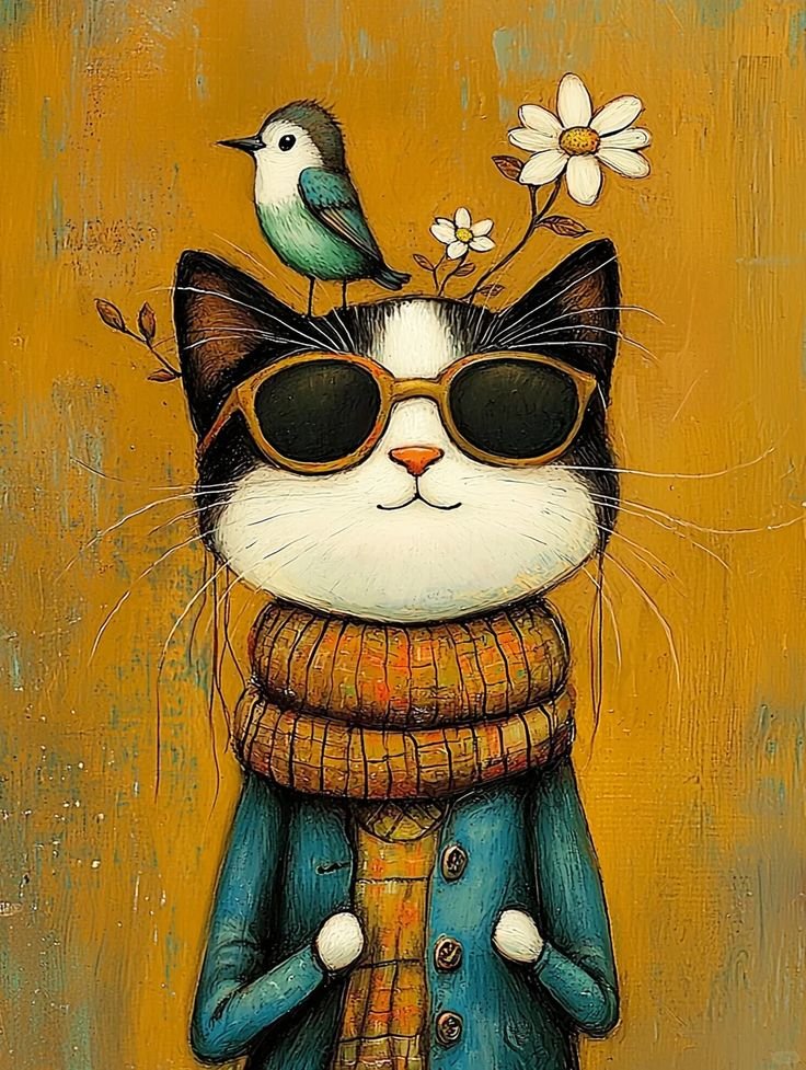 Poster u ramu Mačiji Hipster – Originalan poklon za mačkoljupce