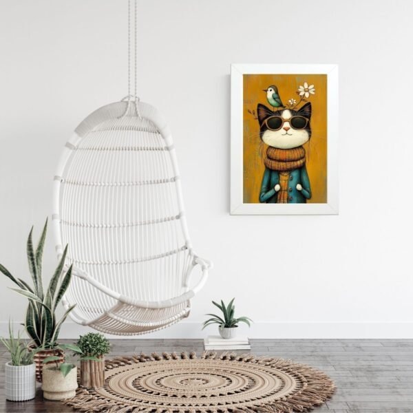 Poster u ramu Mačiji Hipster – Originalan poklon za mačkoljupce