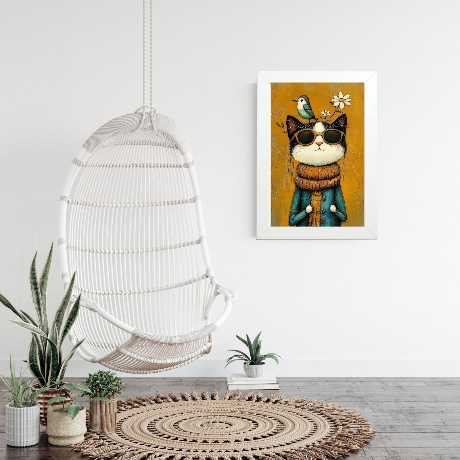 Poster u ramu Mačiji Hipster – Originalan poklon za mačkoljupce